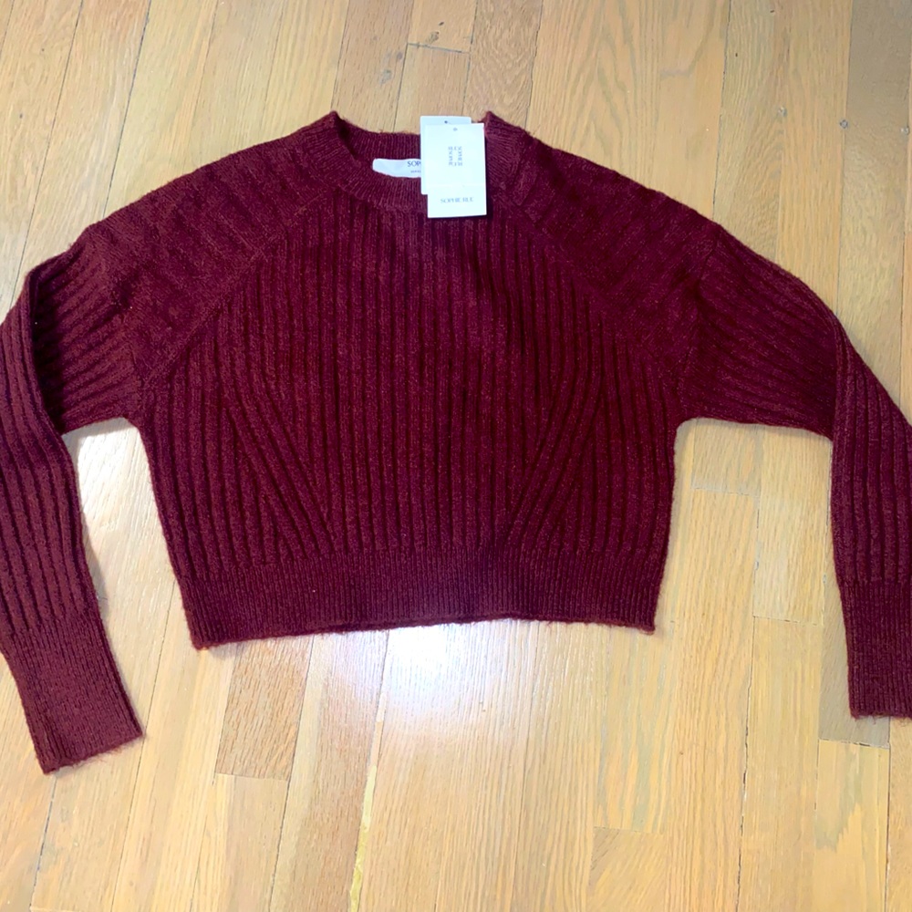 Sophie Rue (Nordstrom Rack) cropped burgundy sweater